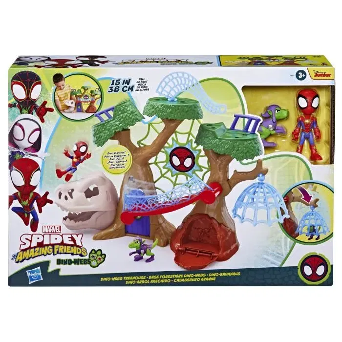 Hasbro Spidey Coffret Dino-Webs Base Forestière, Figurines de Super-Héros et Accessoires, Jouet Enfant, Dès 3 Ans, Spidey et Ses Amis Extraordinaires