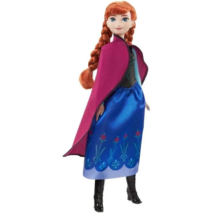 Mattel Disney Frozen Anna HLW49 - Poupée mannequin Princesse La Reine des Neiges avec tenue de voyage, cape, jupe et accessoires amovibles