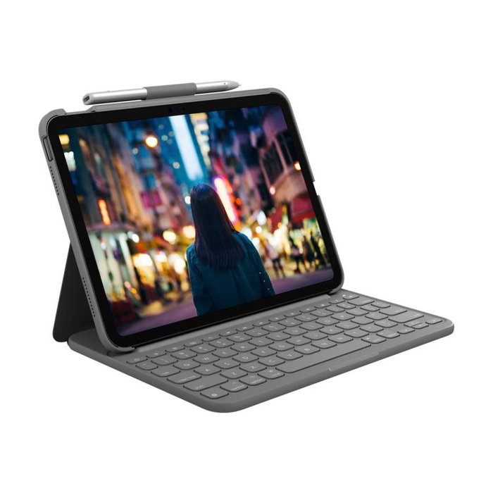 Logitech 920-011423 - Slim Folio, Clavier Bluetooth et Housse pour iPad Pro 12,9 pouces (5e/6e gén.), Gris