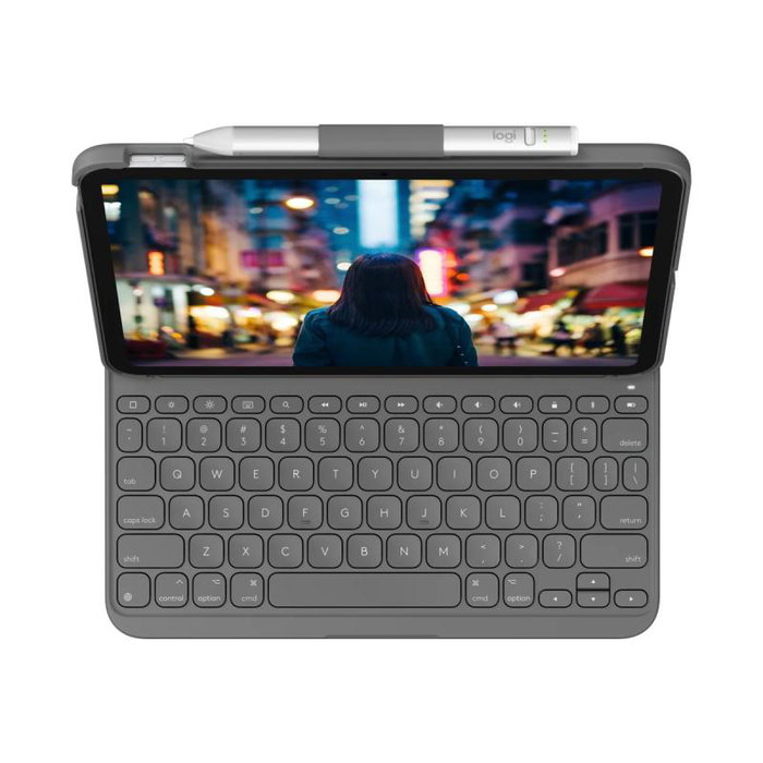 Logitech 920-011423 - Slim Folio, Clavier Bluetooth et Housse pour iPad Pro 12,9 pouces (5e/6e gén.), Gris