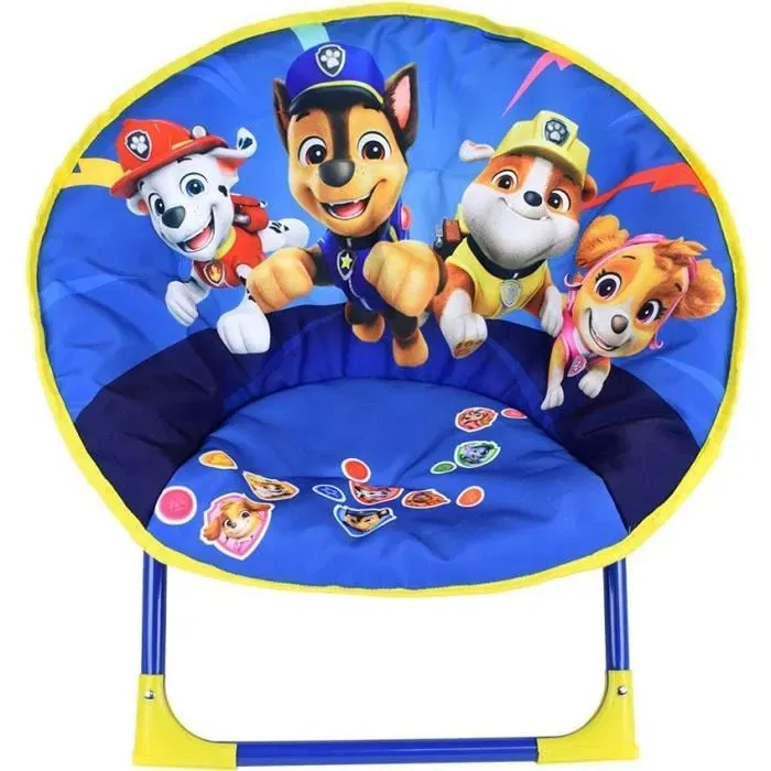 Fun House Siège lune pliable enfant Pat'Patrouille - Chaise design, 54 x 42 x 47 cm - 100% polyester, structure métal - A partir de 24 mois