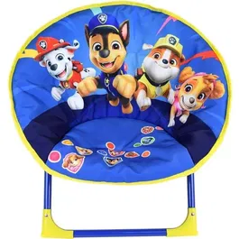 Fun House Siège lune pliable enfant Pat'Patrouille - Chaise design, 54 x 42 x 47 cm - 100% polyester, structure métal - A partir de 24 mois