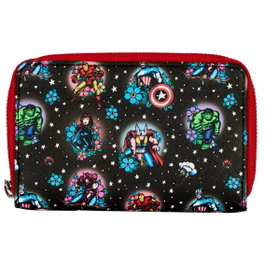 Loungefly Cartera monedero Marvel Avengers tattoo zip around wallet