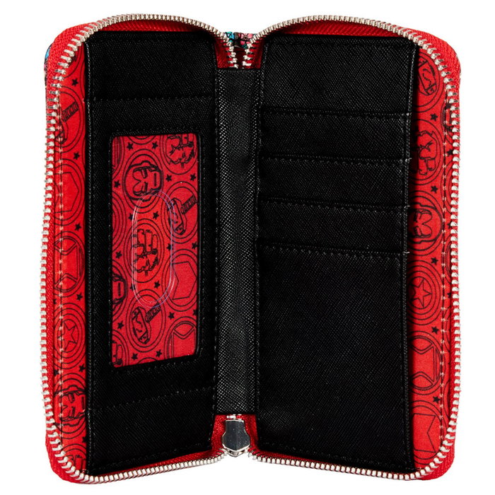 Loungefly Portefeuille à fermeture éclair Marvel Avengers Tattoo Floral Cuir Végétalien