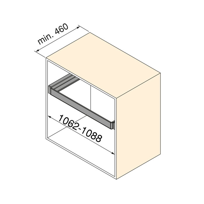 Emuca Rack avec glissières à extension totale et à fermeture douce pour accessoires d'armoire Quartz, 1062-1088mm, Aluminium et plastique, Titane