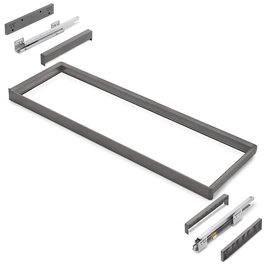 Emuca Rack avec glissières à extension totale et à fermeture douce pour accessoires d'armoire Quartz, 1062-1088mm, Aluminium et plastique, Titane