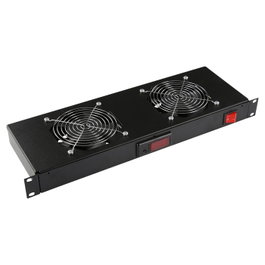 Lanview Logon RAF300BL Module de ventilation rack 1U avec 2 ventilateurs et thermostat numérique
