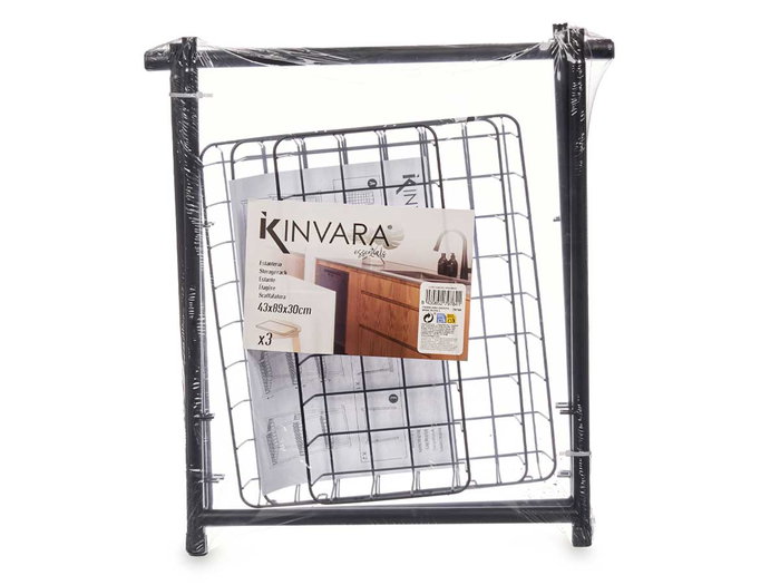 Kinvara Étagère Métallique Échelle Noire 3 Niveaux 48x8x38 cm