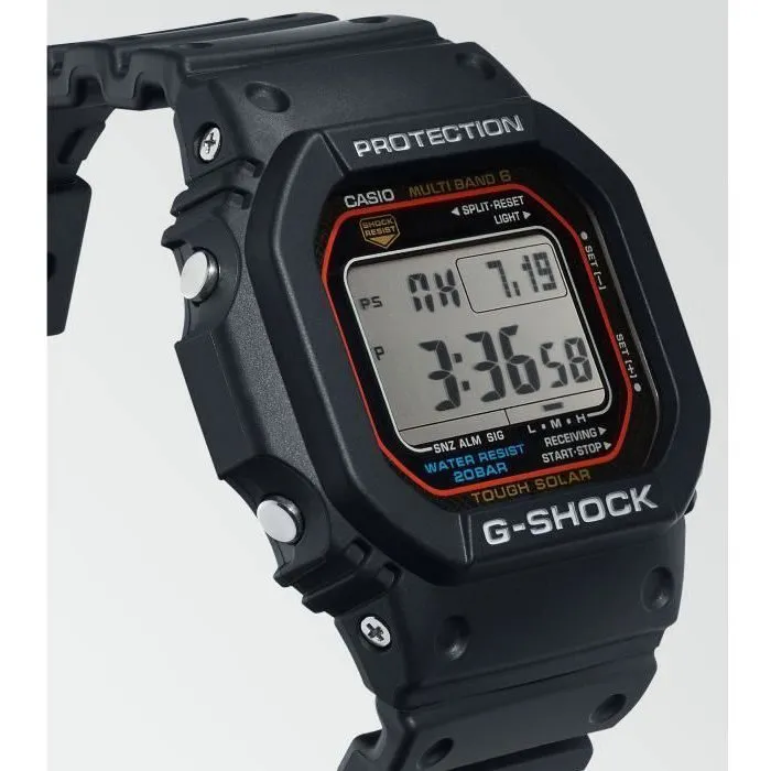 Casio G-Shock The Origin Montre homme solaire résistante aux chocs chronographe 46.7 mm bracelet résine noire