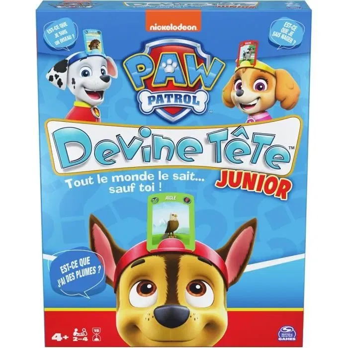 Spin Master - Jeu de Société Devine Tête Pat' Patrouille - Jeu de Devinettes avec Bandeaux - Version Française - Pour Enfants dès 4 ans - 2 à 4 Joueurs
