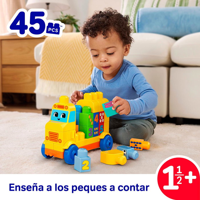 MEGA BLOKS Autobus Construye Y Cuenta Jkg34 - Jeu de construction éducatif avec 45 pièces et chiffres, pour enfants à partir de 12 mois (version espagnole)