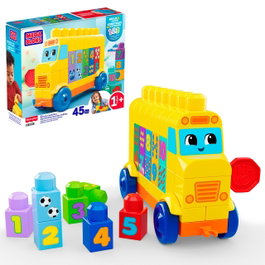 MEGA BLOKS Autobus Construye Y Cuenta Jkg34 - Jeu de construction éducatif avec 45 pièces et chiffres, pour enfants à partir de 12 mois (version espagnole)