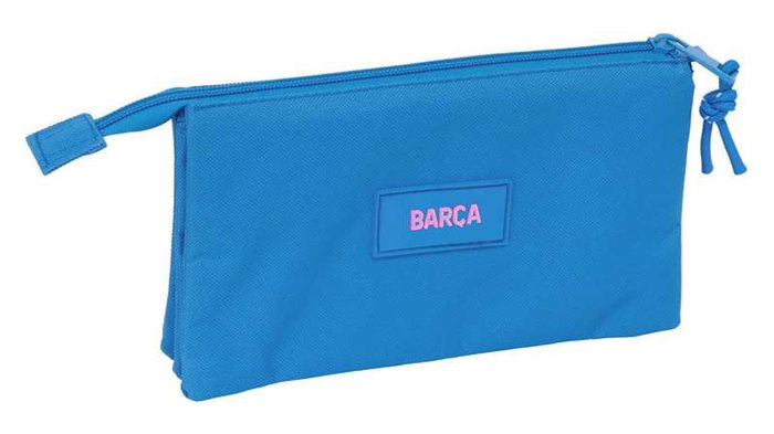 Safta Portatodo Triple F.C.Barcelona Chica Indigo - Porte-tout triple pour jeune fan du FC Barcelone, Indigo, 22 x 12 x 3 cm