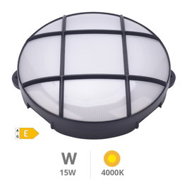GSC Evolution Applique LED Oxalis ronde avec grille, 15W, 4000K, Negro