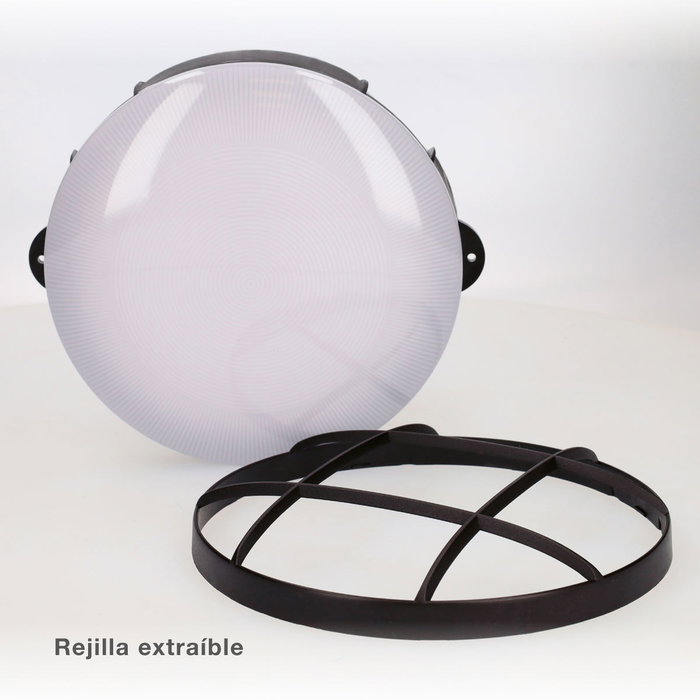 GSC Evolution Applique LED Oxalis ronde avec grille, 15W, 4000K, Negro