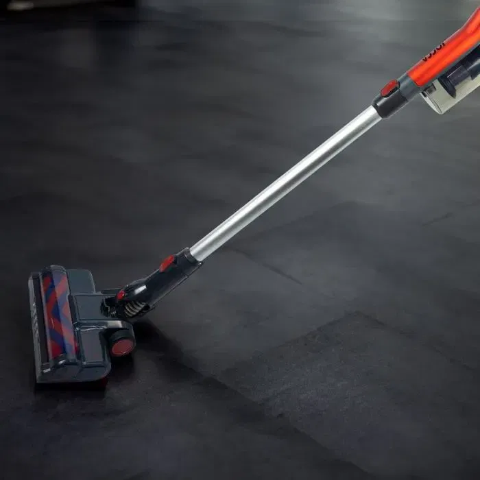Jocca Aspirateur balai sans fil 150 W, batterie lithium-ion 22.2V, 10 kPA, filtre HEPA, avec brosse électrique, gris/rouge