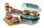 Ariete 205/01 Machine à hamburgers Party Time bleue - Machine compacte avec plaques antiadhésives pour hamburgers, toasts et sandwichs chauds