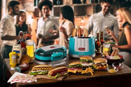 Ariete 205/01 Machine à hamburgers Party Time bleue - Machine compacte avec plaques antiadhésives pour hamburgers, toasts et sandwichs chauds Ariete 205/01 Machine à hamburgers Party Time bleue - Machine compacte avec plaques antiadhésives pour hamburgers, toasts et sandwichs chauds