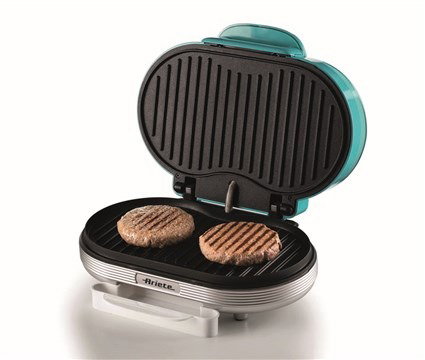 Ariete 205/01 Machine à hamburgers Party Time bleue - Machine compacte avec plaques antiadhésives pour hamburgers, toasts et sandwichs chauds Ariete 205/01 Machine à hamburgers Party Time bleue - Machine compacte avec plaques antiadhésives pour hamburgers, toasts et sandwichs chauds