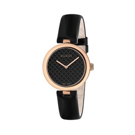 Gucci YA141401 avec boîtier rose et bracelet noir