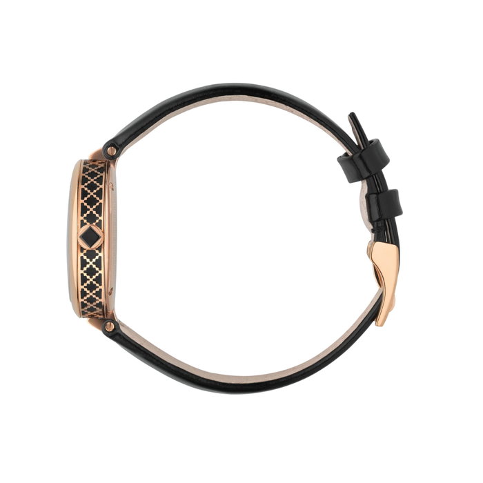 Gucci YA141401 avec boîtier rose et bracelet noir