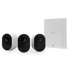 Arlo Ultra 2 - Pack de 3 Caméras de Surveillance Wifi Sans Fil Blanc - 4K HDR - Batterie 6 Mois - Champ de Vision 180° - Vision Nocturne Couleur