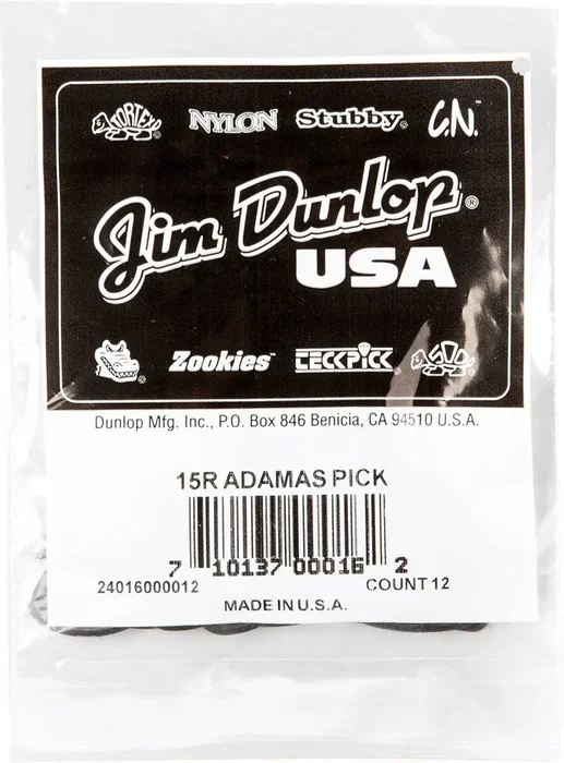 DUNLOP Médiators Adamas Graphite - Pack de 12 - 2 mm