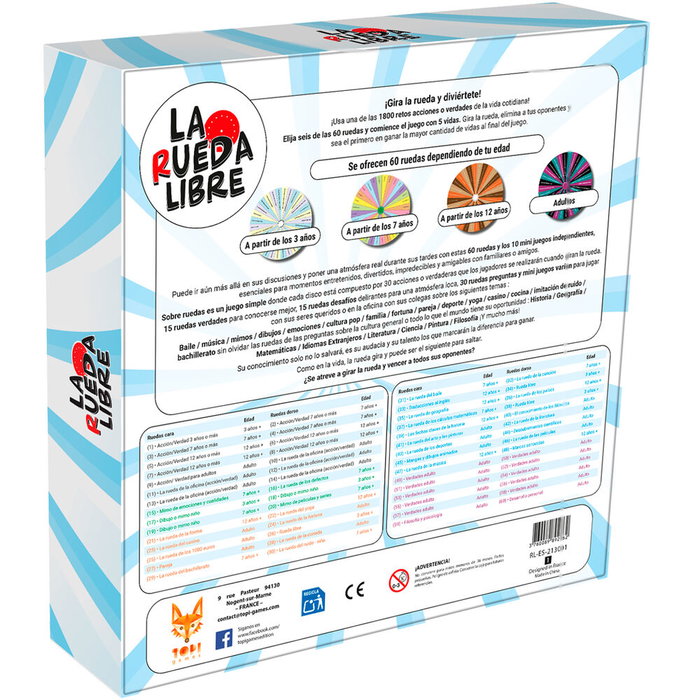 TOPI GAMES La Rueda Libre - Jeu de société en espagnol pour 2 à 12 joueurs (+7 ans) avec défis, mimiques et culture générale TOPI GAMES La Rueda Libre - Jeu de société en espagnol pour 2 à 12 joueurs (+7 ans) avec défis, mimiques et culture générale