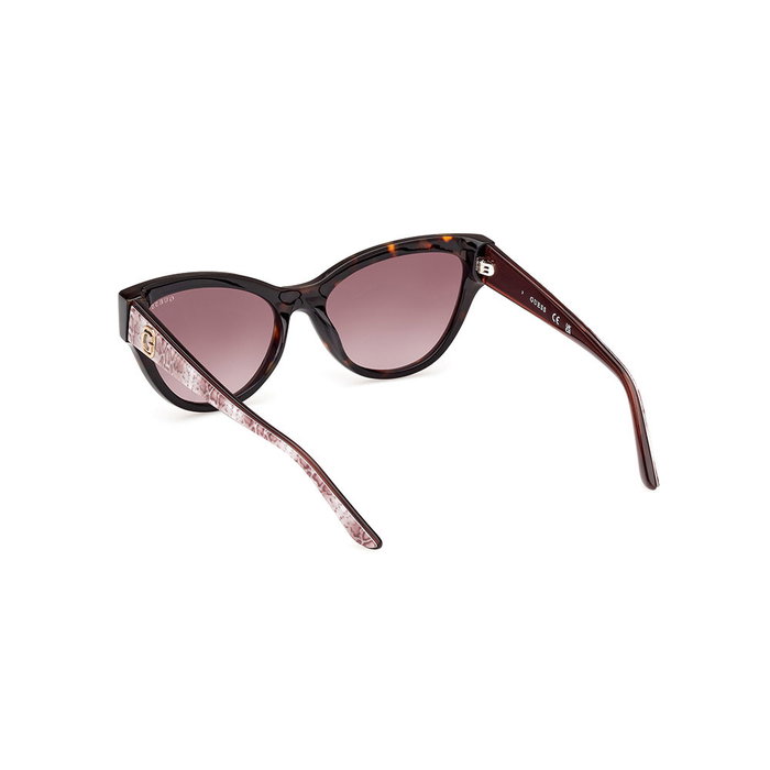 Guess Gafas GU00112 52F - Lunettes de soleil femmes style œil-de-chat, monture havane foncé, verres bruns dégradés 56 mm