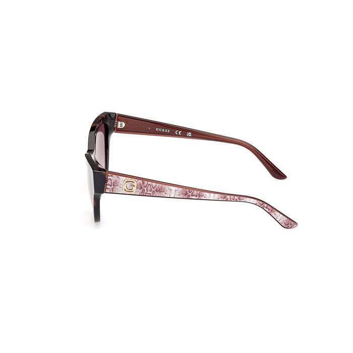 Guess Gafas GU00112 52F - Lunettes de soleil femmes style œil-de-chat, monture havane foncé, verres bruns dégradés 56 mm