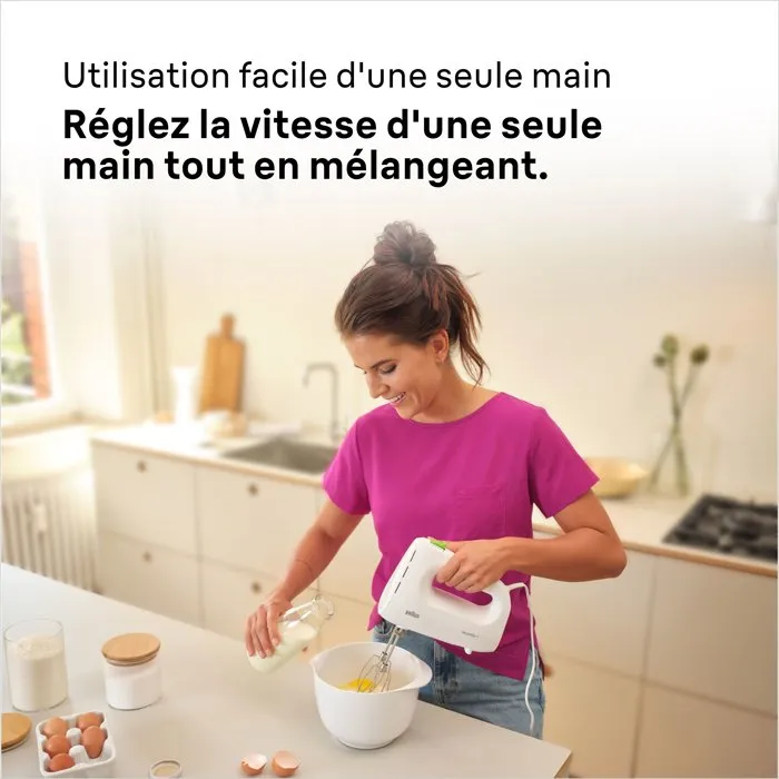 Braun HM1100WH MultiMix 1 - Batteur électrique 450 W, 4 vitesses + Turbo, blanc