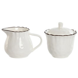Laitière et sucrier Home ESPRIT Blanc Marron Porcelaine 250 ml 12 x 8,4 x 8 cm 2 Pièces