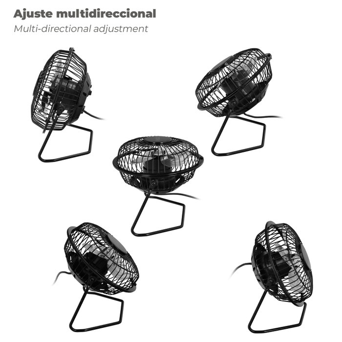 ORYX Ventilateur de Bureau 10 cm USB 2,5W Noir