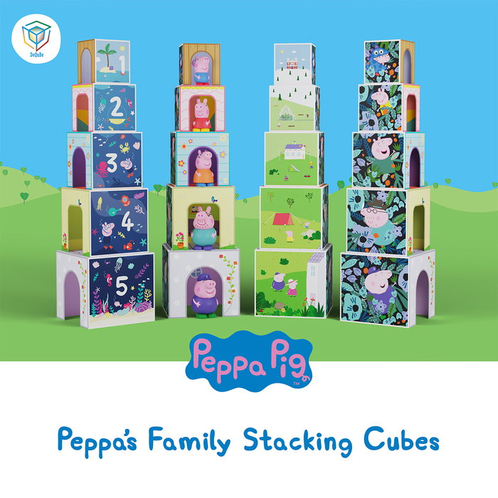 Deqube - Jeu de 5 cubes à empiler éducatifs Peppa Pig - Famille Pig - Personnages AbueloPig, Mamapig, Papapig, Peppa, George - Couleurs, chiffres, puzzles - Multilingue Deqube - Jeu de 5 cubes à empiler éducatifs Peppa Pig - Famille Pig - Personnages AbueloPig, Mamapig, Papapig, Peppa, George - Couleurs, chiffres, puzzles - Multilingue