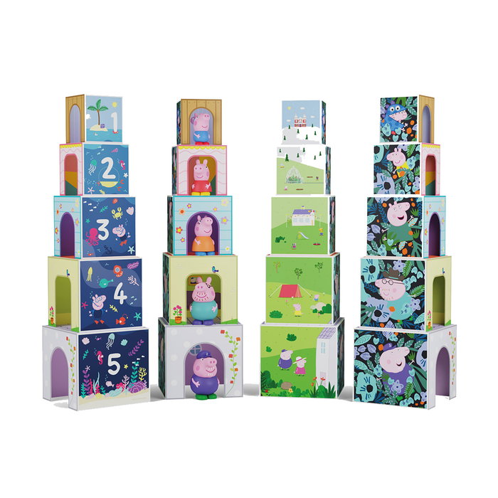 Deqube - Jeu de 5 cubes à empiler éducatifs Peppa Pig - Famille Pig - Personnages AbueloPig, Mamapig, Papapig, Peppa, George - Couleurs, chiffres, puzzles - Multilingue Deqube - Jeu de 5 cubes à empiler éducatifs Peppa Pig - Famille Pig - Personnages AbueloPig, Mamapig, Papapig, Peppa, George - Couleurs, chiffres, puzzles - Multilingue