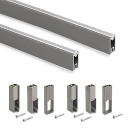 Emuca Lot de 2 rails de penderie Luxe de 1,15 m de long avec supports, Aluminium et Plastique, Titane