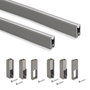 Emuca Lot de 2 rails de penderie Luxe de 1,15 m de long avec supports, Aluminium et Plastique, Titane