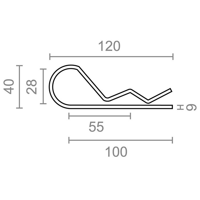 Edm Pasador Ps14 forme R 6 mm galvanisé, pack de 2 unités