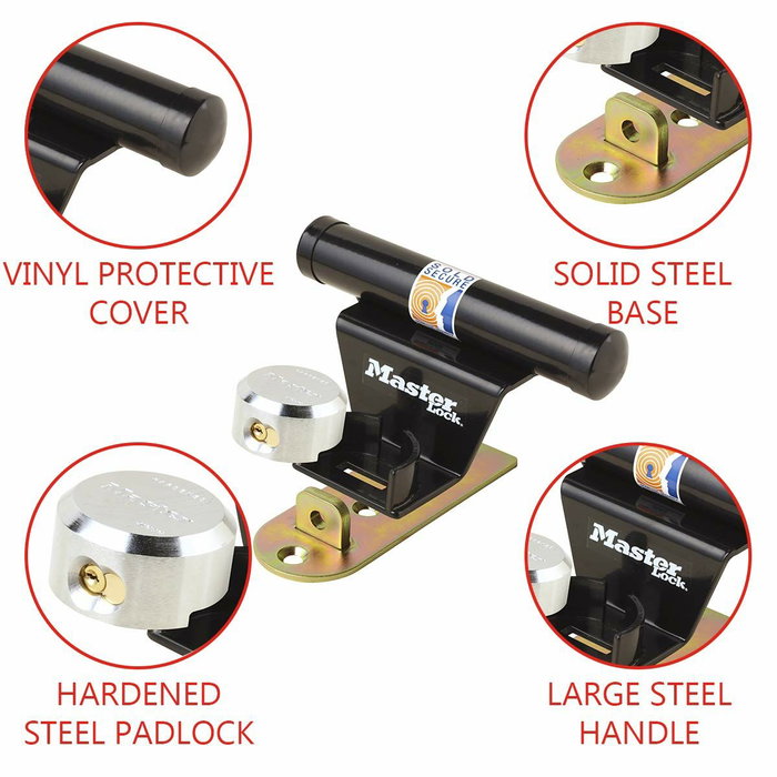 Master Lock Antivol pour porte de garage basculante avec barre de sécurité en acier et cadenas