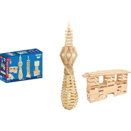 Jeujura TECAP Classic - Jeu de Construction en Bois 300 Pièces - Jouet Créatif Éducatif pour Enfants Dès 3 Ans