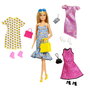 Barbie - Poupée Barbie Fashionista avec 4 tenues différentes et à la mode - Modèle JCR80 - Mattel