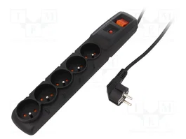 HSK DATA Bloc multiprise parafoudre 5 prises, 3m, noir