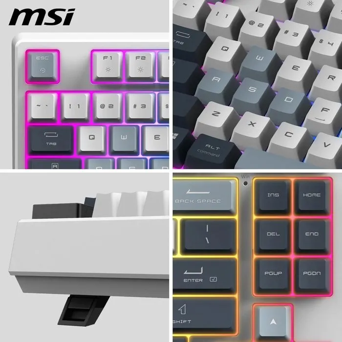 MSI FORGE GK600 TKL Wireless clavier gamer sans fil switches mécaniques linéaires RGB blanc