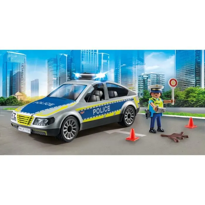 Playmobil 71729 - Voiture de Police avec Sirène et Gyrophare, Set de 24 Pièces Action Heroes pour Enfants dès 4 Ans