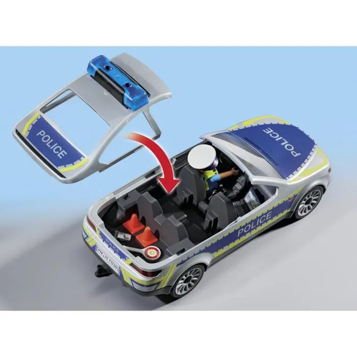 Playmobil 71729 - Voiture de Police avec Sirène et Gyrophare, Set de 24 Pièces Action Heroes pour Enfants dès 4 Ans