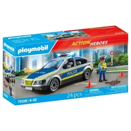 Playmobil 71729 - Voiture de Police avec Sirène et Gyrophare, Set de 24 Pièces Action Heroes pour Enfants dès 4 Ans
