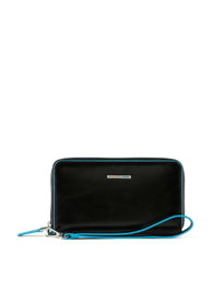 Piquadro Portefeuille pour femme en cuir Noir Blue Square - Accessoire de mode