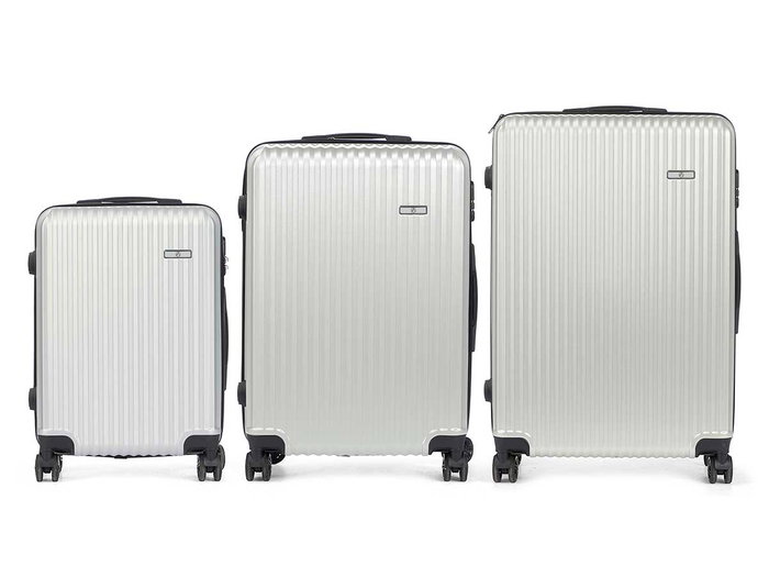 Arte Regal Set 3 Valises ABS Gris Clair 49x76x30 cm + Moyen 67x45x26 cm + Petit 57x38x23 cm