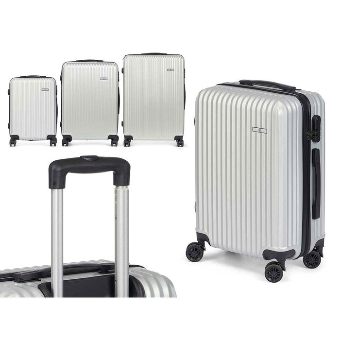 ARTE REGAL Set de 3 valises Liston ABS Gris clair