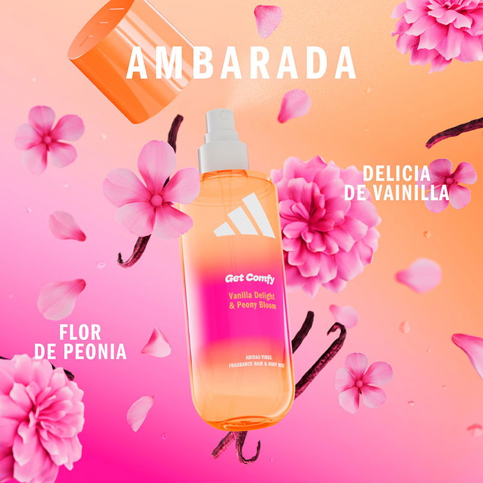 Adidas Brume parfumée pour cheveux et corps Vibes Woman Get Comfy 236 ml aux notes de pivoine et vanille